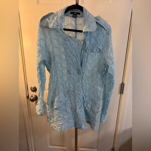 Kial Textured Blue Lightweight Jacket Size Large Button Front
